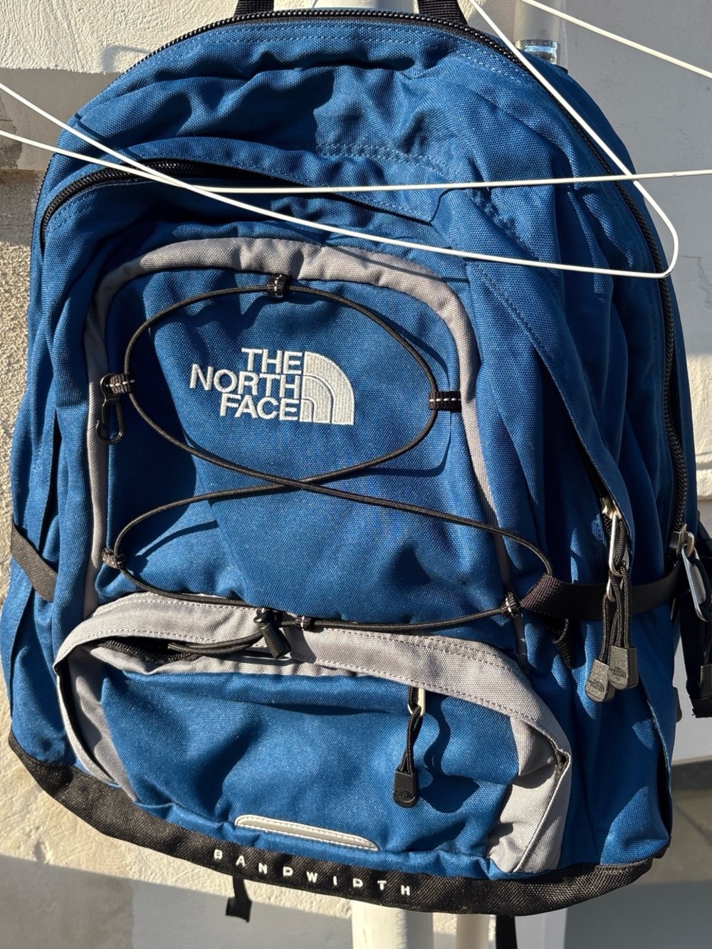 The North Face Blue and Gray Men's Backpack with Front Bungee